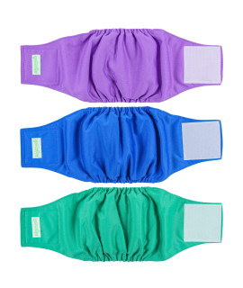 Wegreeco Washable Dog Diapers - Washable Male Dog Belly Wrap- Pack of 3 - (Blue,green,Purple,Medium)