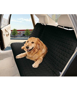 Elegant Comfort Quilted %100 Waterproof Premium Quality Bench Car Seat Protector Cover (Entire Rear Seat) for Pets - Ties to Stop Slipping Off The Bench , Black