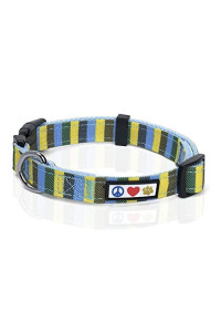 Pawtitas Multicolor Dog Collar Puppy Collar Pet Collar Multicolor Dog Collar Medium Dog Collar Blue Yellow Green Dog Collar