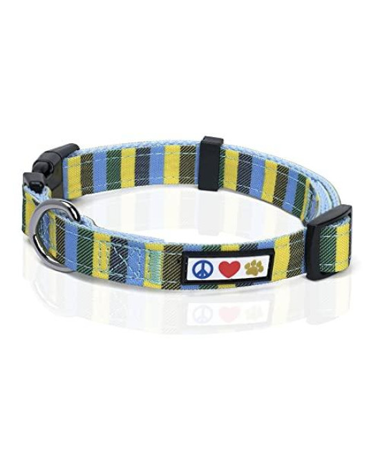 Pawtitas Multicolor Dog Collar Puppy Collar Pet Collar Multicolor Dog Collar Medium Dog Collar Blue Yellow Green Dog Collar