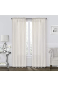 Goodgram 2 Pack: Ultra Luxurious High Thread Rod Pocket Sheer Voile Window Curtains Assorted Colors (Beige)