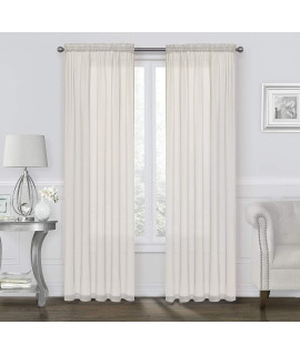 Goodgram 2 Pack: Ultra Luxurious High Thread Rod Pocket Sheer Voile Window Curtains Assorted Colors (Beige)