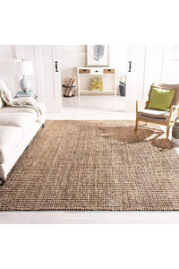 SAFAVIEH Natural Fiber collection 8 x 10 grey NF447M Handmade chunky Textured Premium Jute 075-inch Thick Area Rug