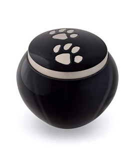 Best Friend Services Pet Urn - Memorial cremation Pet Urns for Dog and cat Ashes Hand carved Mia Series Urn for Pets up to 40lbs (Medium Ebony Double Pewter Paws)