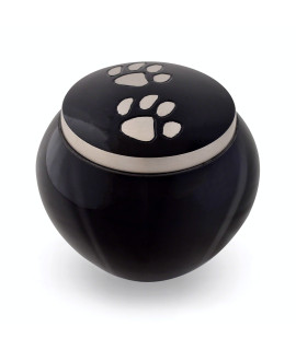 Best Friend Services Pet Urn - Memorial cremation Pet Urns for Dog and cat Ashes Hand carved Mia Series Urn for Pets up to 70lbs (Large Ebony Double Pewter Paws)
