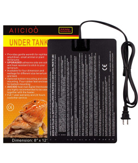 Aiicioo Reptile Heating Pad - Hermit crab Heater Heat Mat for Reptiles Snake Lizard Terrarium 16 Watt