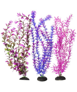 PENN-PLAX Aqua-Plants Plastic Aquarium 3 Piece Plant Bundle - Vivid Appearance and Gentle Texture - Multicolor - 16Height