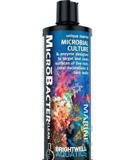 Brightwell Aquatics MicroBacter clean - Microbial culture Enzyme Blend Designed to Target clean Surfaces of Aquatic Tanks, 250 ML