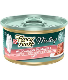 Purina Fancy Feast Pate Wet Cat Food, Medleys Wild Salmon Primavera With Garden Veggies & Greens - (24) 3 oz. Cans