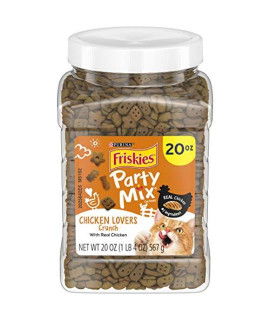 Purina Friskies Made in USA Facilities cat Treats, Party Mix chicken Lovers crunch - 20 oz canister