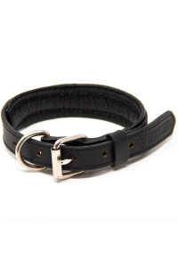 Logical Leather Padded Dog collar - Best Full grain Heavy Duty genuine Leather collar - Black - Small