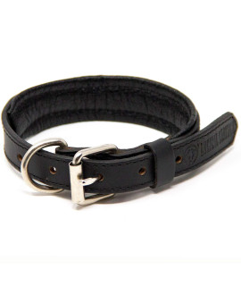 Logical Leather Padded Dog collar - Best Full grain Heavy Duty genuine Leather collar - Black - Small