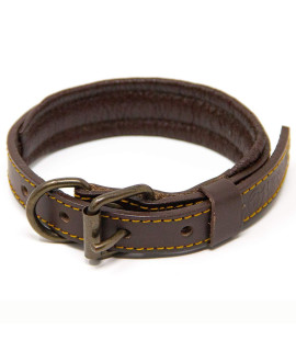 Logical Leather Padded Dog collar - Best Full grain Heavy Duty genuine Leather collar - Brown - Small