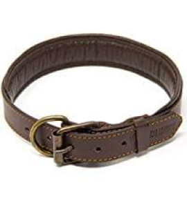 Logical Leather Padded Dog collar - Best Full grain Heavy Duty genuine Leather collar - Brown - Large