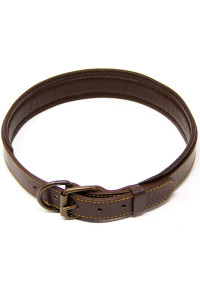 Logical Leather Padded Dog collar - Best Full grain Heavy Duty genuine Leather collar - Brown - Extra Large