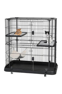 Prevue Pet Products Deluxe Cat Home With 3 Levels, Black