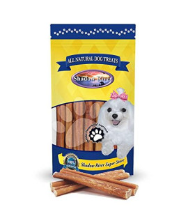 Shadow River Thick 6 Inch 100% USDA Approved Beef Bully Sticks for Medium Dogs - Low Odor All Natural Premium Long Lasting Healthy Dog chews No Rawhide grass Fed grain Free Treats - Pack of 25