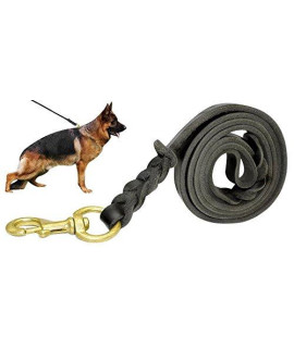 Black Leather Dog Leash - Braided Leather Dog Leashes - Dog Training Leash - Heavy Duty Military grade Training & Walking 5 ft by 58 Width
