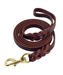 Beirui Leather Dog Leash - Training & Walking Braided Dog Leash - 5 ft by 58 in (160cm * 16cm) - Latigo Leather Brown