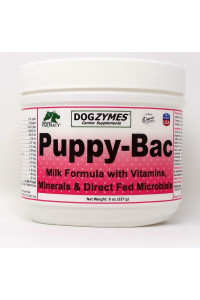 Dogzymes Puppy-Bac Milk Replacer formulated with The Proper ratios of Protein, Fat and nutrients for growing Puppies (8 Ounce)