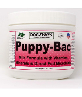 Dogzymes Puppy-Bac Milk Replacer formulated with The Proper ratios of Protein, Fat and nutrients for growing Puppies (8 Ounce)