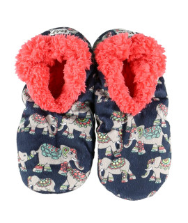 Lazy One Fuzzy Feet Slippers for Women, cute Fleece-Lined House Slippers, Elephants, Non-Skid