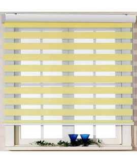 custom cut to Size, Foiresoft Basic, Yellow, W 35 x H 64 inch] Zebra Roller Blinds, Dual Layer Shades, Sheer or Privacy Light control, Day and Night Window Drapes, 10 to 110 inch Wide