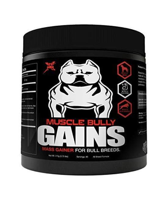 Muscle Bully Gains - Mass Weight Gainer, Whey Protein for Dogs (Bull Breeds, Pit Bulls, Bullies) Increase Healthy Natural Weight, Made in The USA (45 Servings (Trial Size))