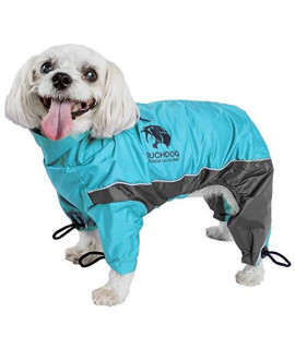 TOUCHDOG Quantum-Ice Full Body Bodied Adjustable and 3M Reflective Pet Dog Coat Jacket w/ Blackshark Technology, X-Large, Ocean Blue, Grey