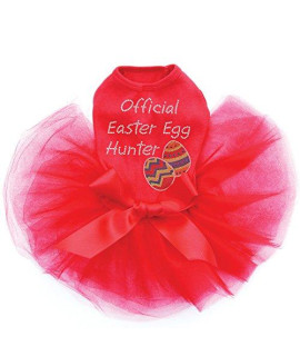 Official Easter Egg Hunter - Bling Rhinestone Easter Dog Tutu Dress Xxs Red