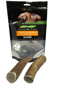 Deluxe Naturals Elk Antler Dog chews Long-Lasting A-grade Premium Elk Antler chews for Dogs from Naturally Shed Elk Antlers collected in the USA, Whole, Large (Pack of 2)