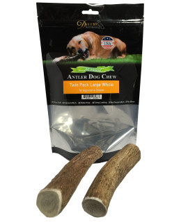 Deluxe Naturals Elk Antler Dog chews Long-Lasting A-grade Premium Elk Antler chews for Dogs from Naturally Shed Elk Antlers collected in the USA, Whole, Large (Pack of 2)