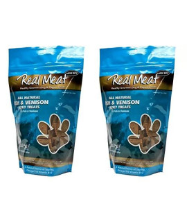 The Real Meat company 828007 Dog Jerky FishVenison Treats (2 Pack) 12 oz