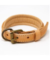 Logical Leather Padded Dog collar - Best Full grain Heavy Duty genuine Leather collar - Tan - Small