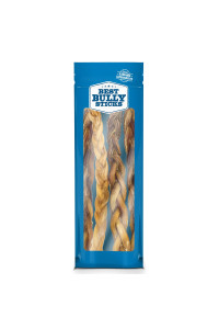 Best Bully Sticks All Natural 12 Inch Braided Bully Sticks for Medium and Large Dogs - Highly Digestible Limited Ingredient Rawhide Alternative Dog chew - Free-Range grass-Fed Beef Dog Treats - 4 Pack