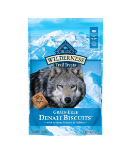 Blue Buffalo Wilderness Denali Biscuits High Protein grain Free crunchy Dog Treats Wild Salmon Venison & Halibut 8-oz bag