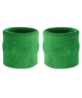 Suddora Wrist Sweatbands Also Available in Neon colors - Athletic cotton Terry cloth Wristband for Sports (Pair) (green)