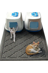 Easyology Jumbo Cat Litter Mat , 47 x 36 , Extra Large Kitty Litter Box Mat with Scatter Control to Keep Floors and Rug Clean, Gray