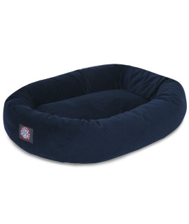 40 Navy Suede Bagel Dog Bolster Bed by Majestic Pet Products