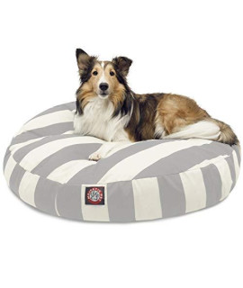 Majestic Pet Vertical Stripe gray Medium Round Pet Bed