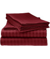 King Italian Prestige collection Striped Bed Sheet Set - 1800 Luxury Soft Microfiber Deep Pocket 4-Piece Bedding Set - Wrinkle, Stain, Fade Resistant - Burgundy