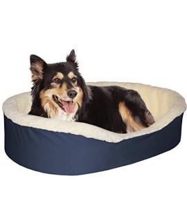 Dog Bed King USA. Large NavyImitation Lambswool. USA Made. Outside Dim. 33x23x7. Inside Dim. 30x20x7. Removable Machine Washable cover.