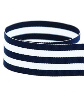 USA American Made 1-12 Navy & White Taffy Striped grosgrain Ribbon - 20 Yards - (Multiple Widths & Yardages Available)