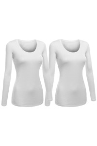 Emmalise Womens Junior and Plus Size Basic Scoop Neck Tshirt Long Sleeve Tee, Medium, 2Pk White, White