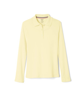 French Toast girls Long Sleeve With Picot collar (Standard Plus) School Uniform Polo Shirt, Yellow, 14-16 US