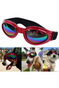 QUMY Dog goggles Eye Wear Protection Waterproof Pet Sunglasses for Dogs About Over 15 lbs (Red)