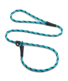 Mendota Pet Slip Leash - Dog Lead and collar combo - Made in The USA - Black Ice Turquoise, 38 in x 4 ft - for SmallMedium Breeds
