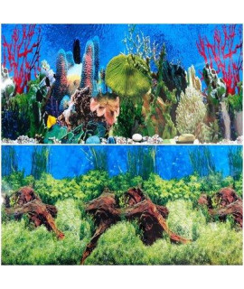 Karen Low 36(L) x 19(H) Double Sided Aquarium Background Decorations