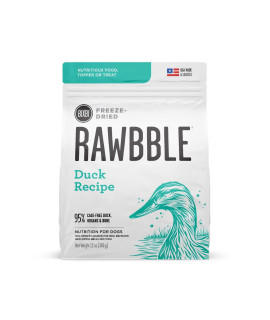 BIXBI Rawbble Freeze Dried Dog Food, Duck Recipe, 12 oz - 95% Meat and Organs, No Fillers - Pantry-Friendly Raw Dog Food for Meal, Treat or Food Topper - USA Made in Small Batches