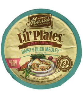Merrick Lils Plates 3.5-Oz Grain Free Wet Food for Small Breed Dogs 12 Cans - Dainty Duck Medley in Gravy